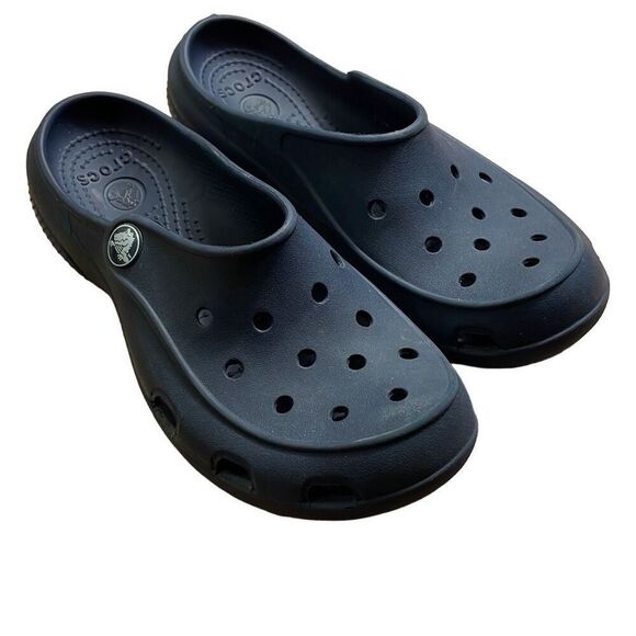 EUC Navy Blue Crocs Feminine Non-Clunky Slip On Clogs - Size W5/J2 - Rare Style! - Picture 2 of 9